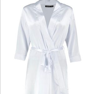 NWT Medium light pale ice  blue silky robe